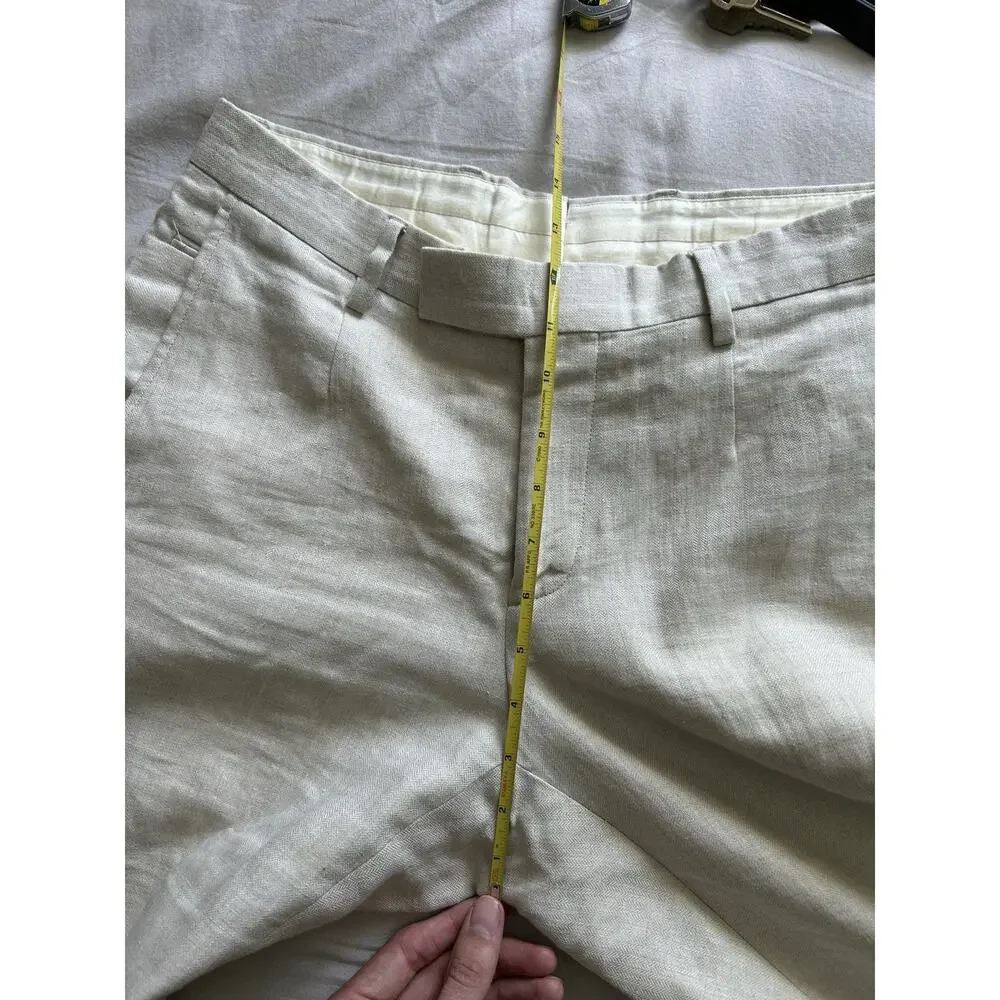 Men’s Billy Reid Dress Pants Size 30 (31x33) Herringbone Cotton Ecru Off White